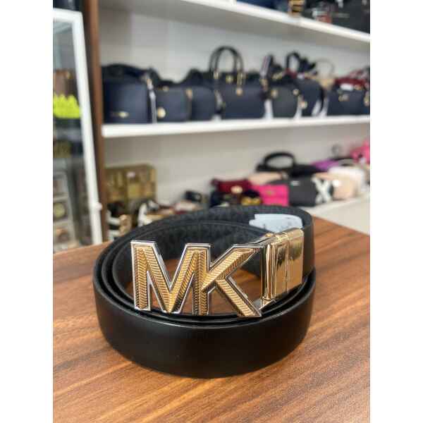 MK BELT REVERSIBLE BLACK PATTERN/BLACK THIN