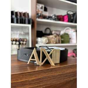 ARMANI BELT  A|X GOLD BUCKLE REVERISBLE BLACK/BLUE