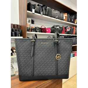 MK JET SET TRAVEL SHOULDER TOTE BLACK PATTERN
