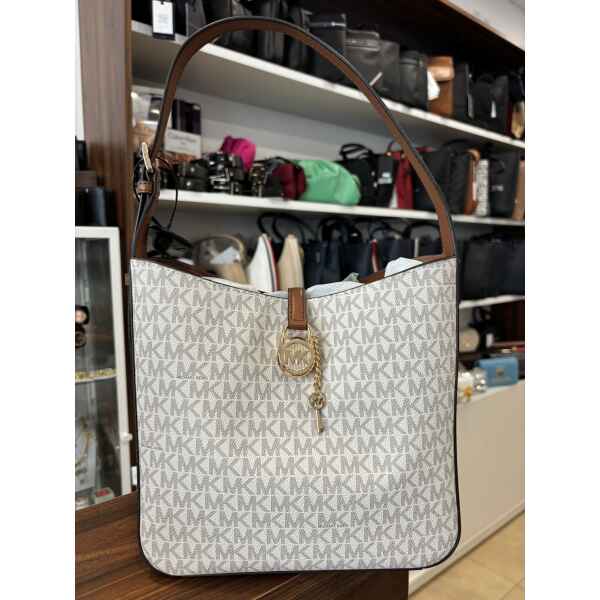 MK LYRA SMALL BUCKET SHOULDER VANILLA
