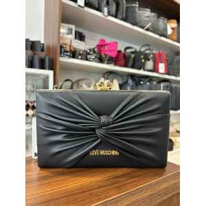 LOVE MOSCHINO BORSA PLAIN PU NERO BOW CLUTCH