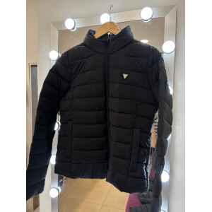 GUESS BLACK JACKET FITTED HOOD TRIANGLE SILVER