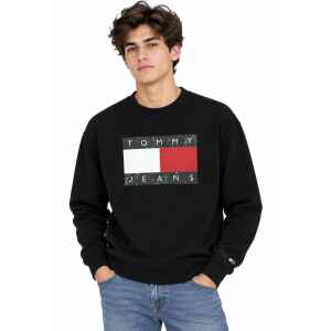 TOMMY JEANS FLAG SWEATSHIRT BLACK