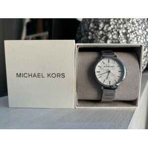 MK SILVER WATCH WHITE FACE PATTERN