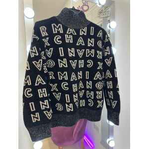 ARMANI BLACK WOOL SWEATER WHITE LETTERS