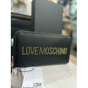LOVE MOSCHINO PURSE PORTAFOGLIO PU NERO DOTTED GOLD