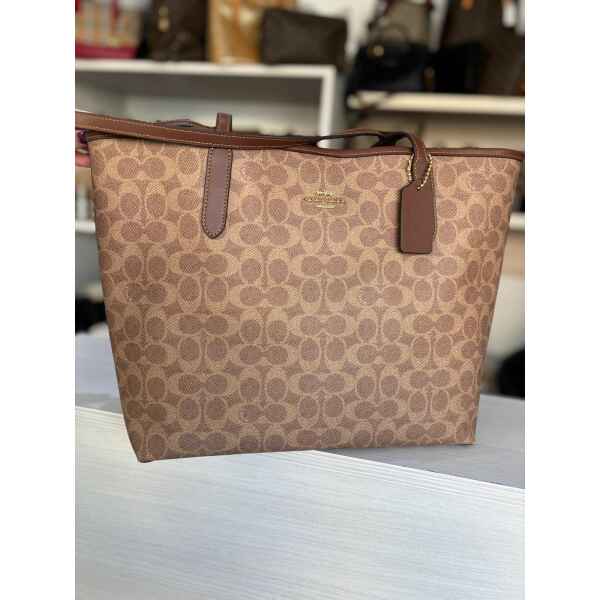 COACH SIG CITY TOTE TAN/BROWN