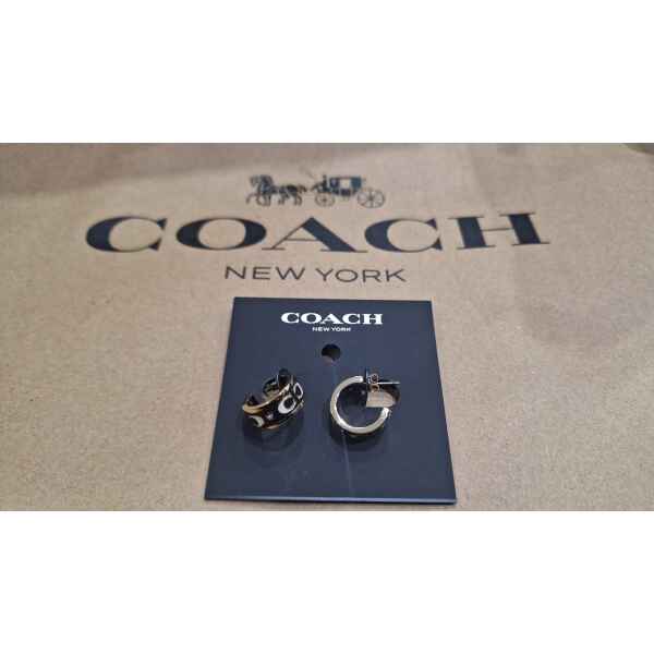 COACH GOLD/BLACK WIDE HOOP 'C' WHITE