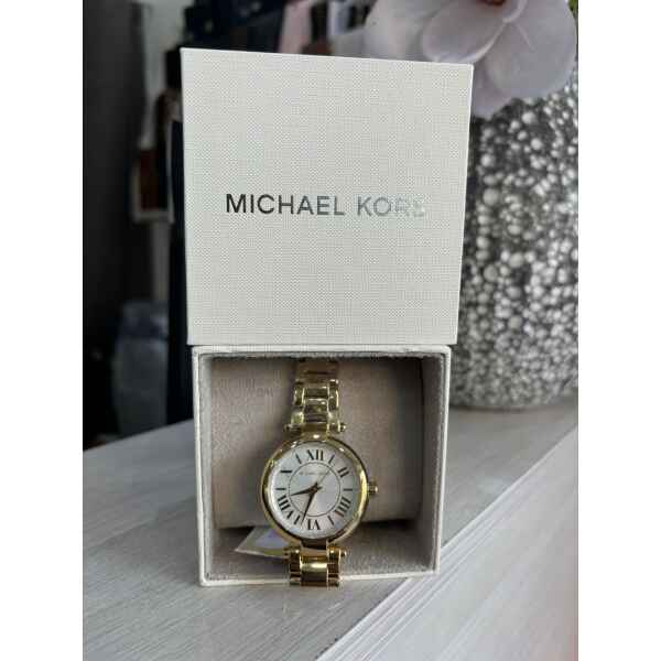 MK GOLD WATCH ROMAN NUMBERS WHITE FACE