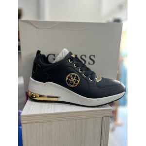 GUESS WHITE PLATFORM BLACK TRAINER GOLD LOGO