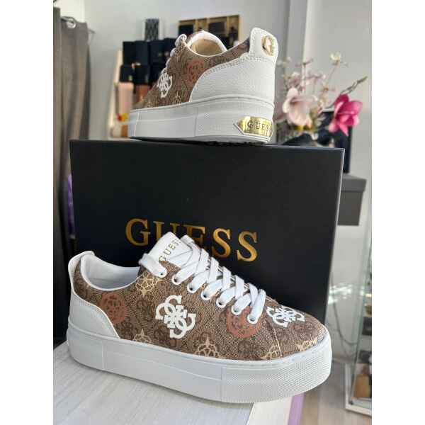 GUESS TRAINER BROWN COLOR LOGOS