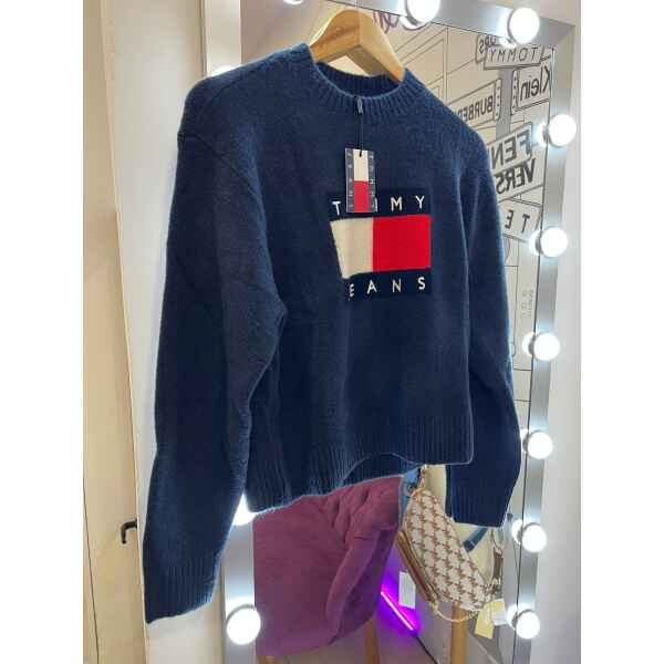TH WOOL BLUE SWEATER 'TOMMY JEANS' LOGO