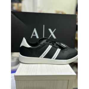ARMANI BLACK SNEAKER 2 WHITE LINES SIDE