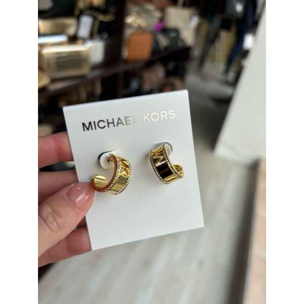 MK GOLD HOOPS SMALL ROCKS HOLE MK