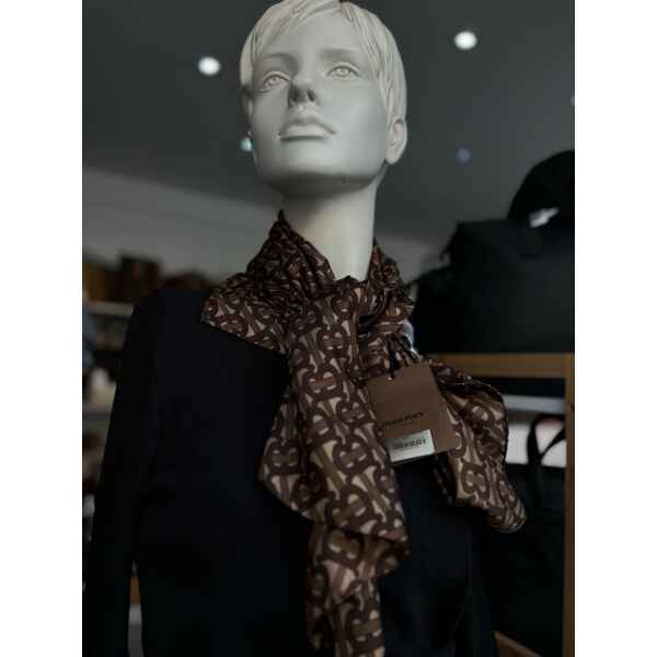 BURBERRY MONOGRAM PRINT SILK SCARF