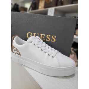 GUESS WHITE TRAINER BROWN LOGO BACK