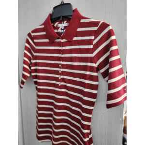 TH RED/WHITE HORIZONTAL LINES POLO SHIRT