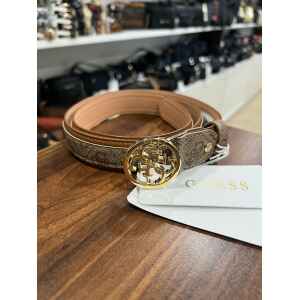 GUESS LATTE LOGO BELT GOLD BUCKLE