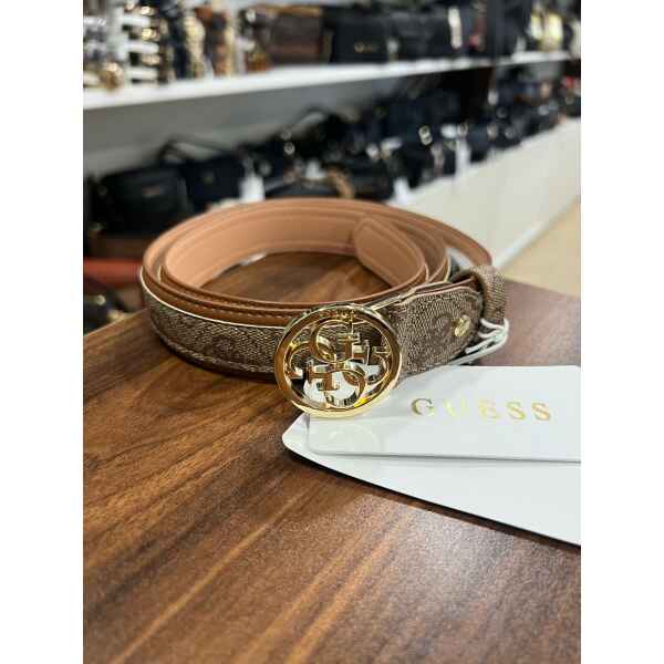 GUESS LATTE LOGO BELT GOLD BUCKLE