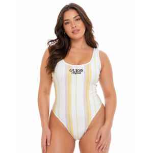 GUESS WHITE VERTICAL COLOR LINES BODYSUIT