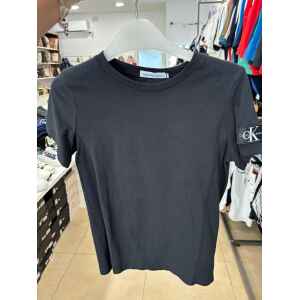 CK BADGE RIB FITTED TOP BLACK
