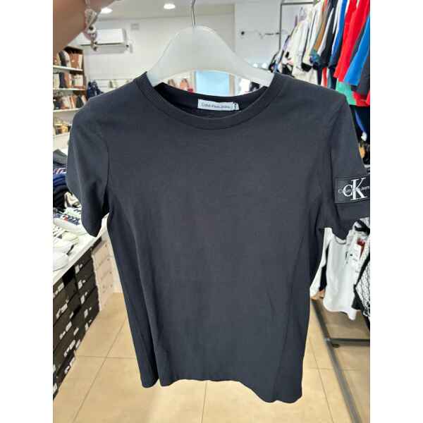 CK BADGE RIB FITTED TOP BLACK