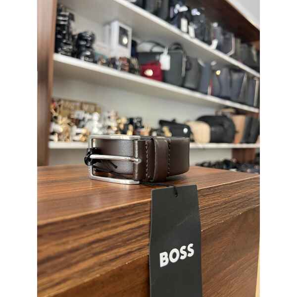 BOSS BROWN BELT SILVER BUCKLE