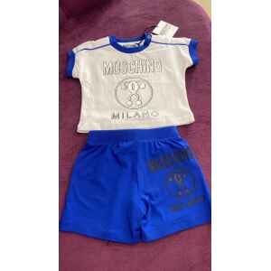 MOSCHINO SET TSHIRT/SHORTS WHITE BLUE