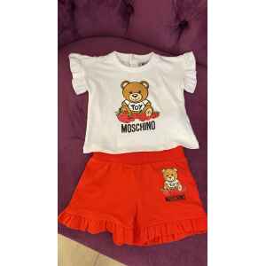 MOSCHINO SET TSHIRT/SHORT WHITE RED STRAWBEAR
