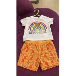 MOSCHINO SET TSHIRT/TOP WHITE ORANGE RAINBOW