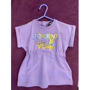 MOSCHINO VIOLET DRESS FLOWERS LOGO