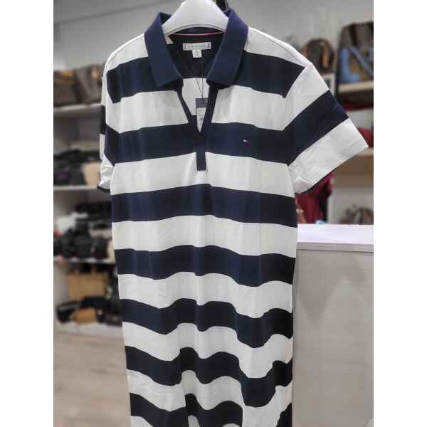 TOMMY STRIPED WHITH/BLUE POLO DRESS