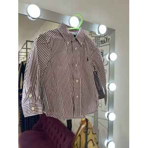 RL SHIRT MAROON STRIPED GREEN LOGO