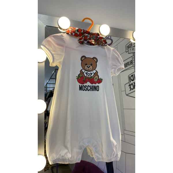MOSCHINO BODY/HEADBAND WHITE STRAWBERRIES PRINT