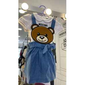 MOSCHINO SET TOP/DENIM DRESS TEDDY BEAR MASTERPIECE