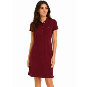 TH POLOSHIRT DRESS DARK RED