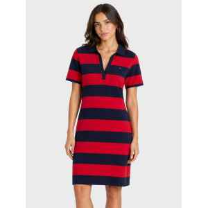 TH POLOSHIRT DRESS STRIPES NAVY/RED