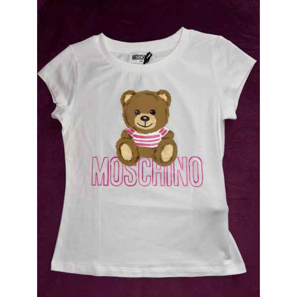 MOSCHINO TSHIRT WHITE/PINK TEDDY BEAR LOGO