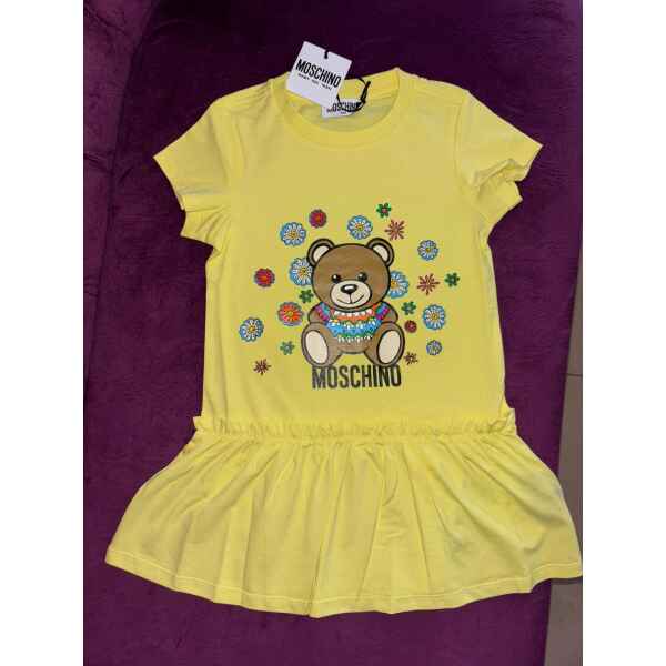 MOSCHINO YELLOW DRESS TEDDY/FLOWERS DETAIL