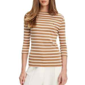 TH  HICKORY/ECRU SLIM CODY BOAT-NECK T-SHIRT