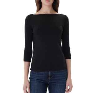 TH  BLACK SLIM CODY BOAT-NECK T-SHIRT
