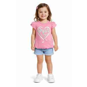 GUESS PINK TOP SILVER HEART