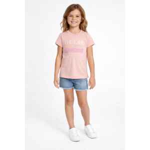 GUESS PINK TSHIRT GLITTER LOS ANGELES