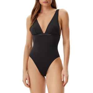 TH BLACK PLUNGE ONE PIECE SWIMWEAR