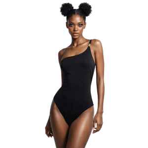 TH SWIMSUIT BLACK ONE SHOULDER ONE PIECE