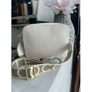 COCCINELLE CROSSBODY CREAM STRAP WITH LOGO