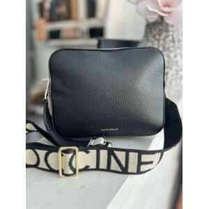 COCCINELLE CROSSBODY BLACK STRAP WITH LOGO