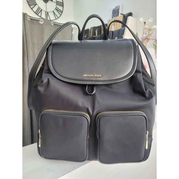 MICHAEL KORS CARA LARGE BACKPACK BLACK NYLON