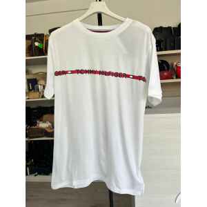 TH MEN WHITE T SHIRT RED LOGO