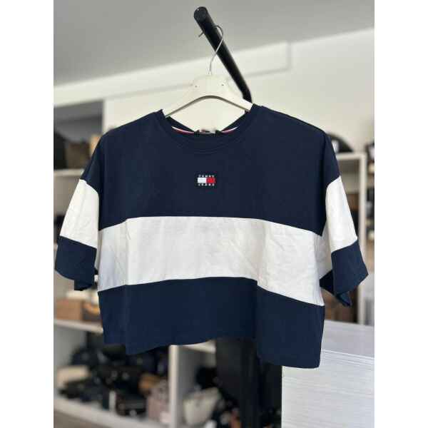 THJ BADGE TEE BLUE STRIPED WHITE